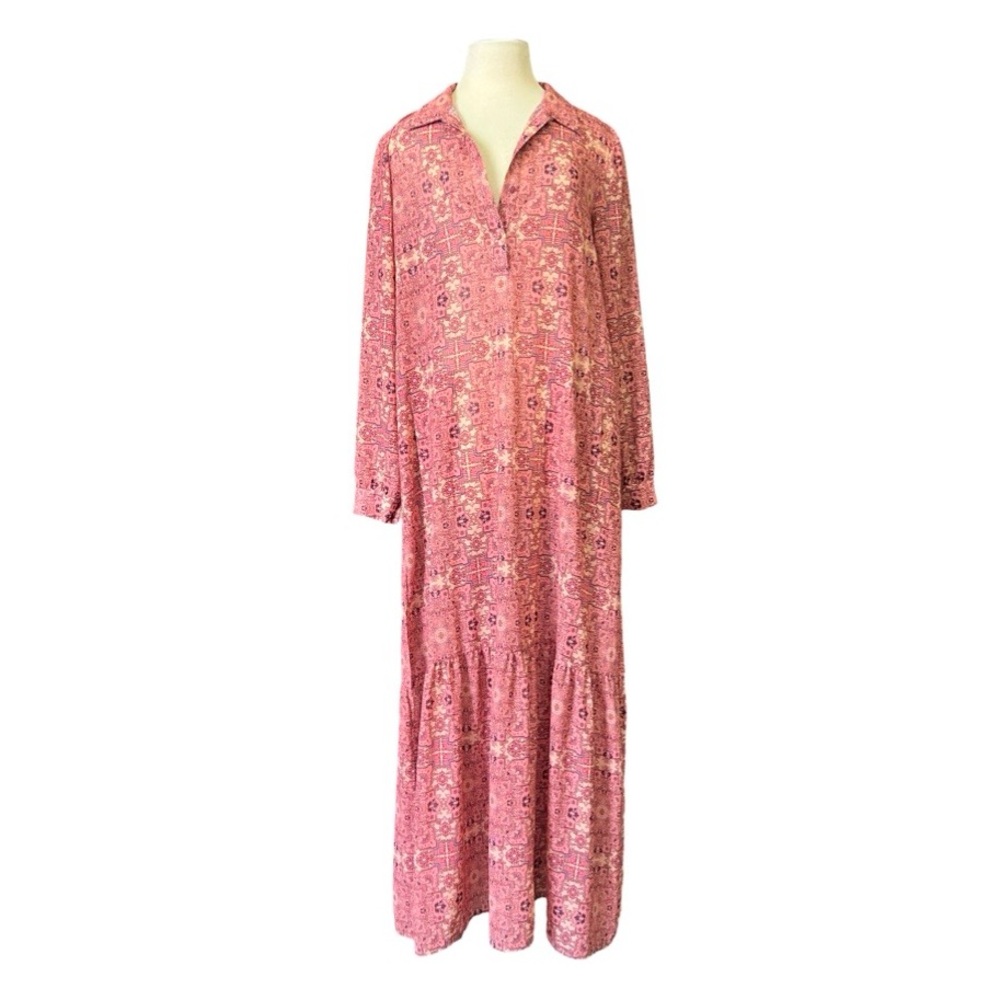 Rare For Love & Lemons Maxi Dress Side Slits Button Front Placket & Pockets! L